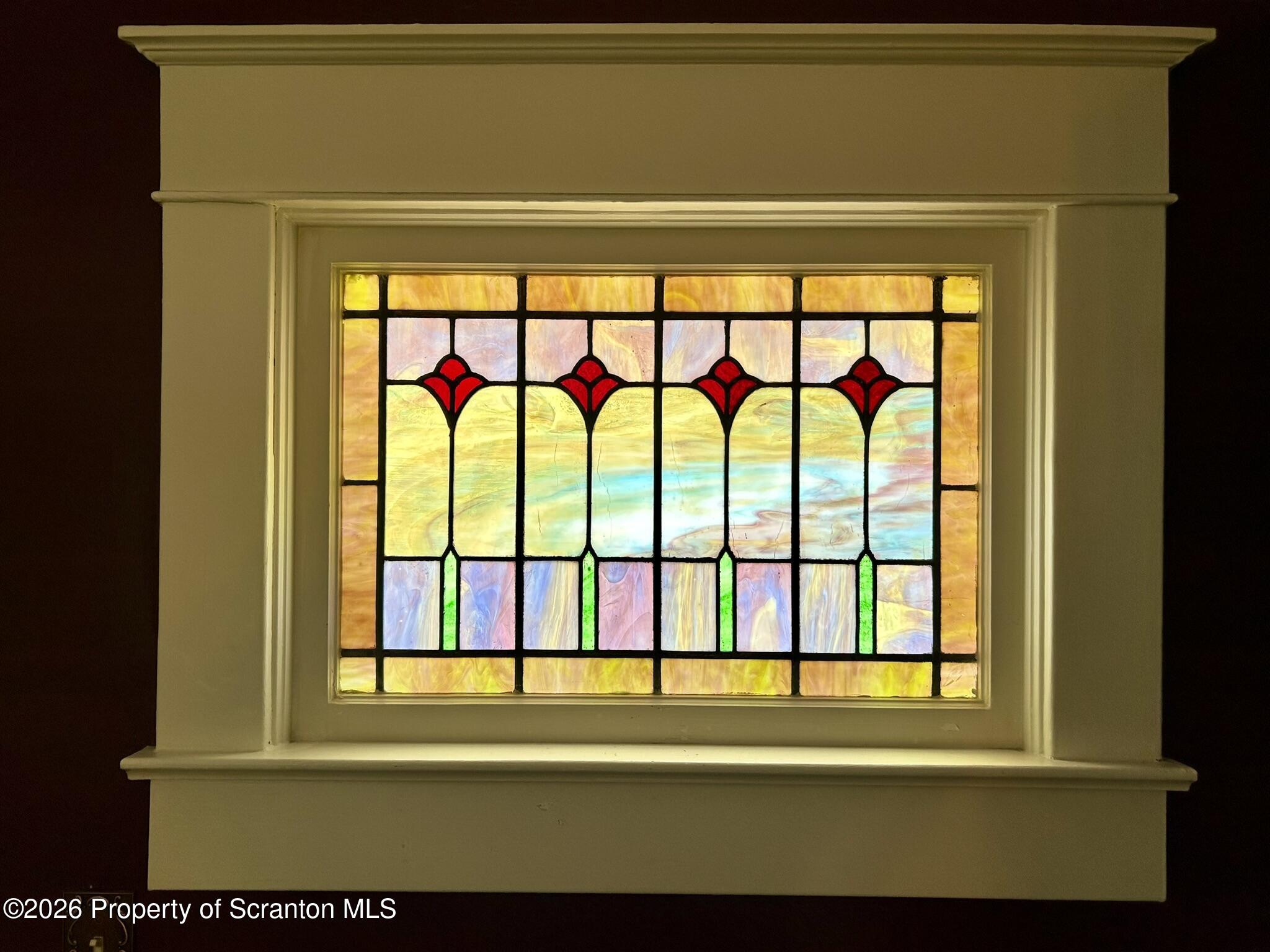 1708 Harding Street Scranton, PA 18510 - Photo 11 of 21 Living Room/Staircase Stained Glass