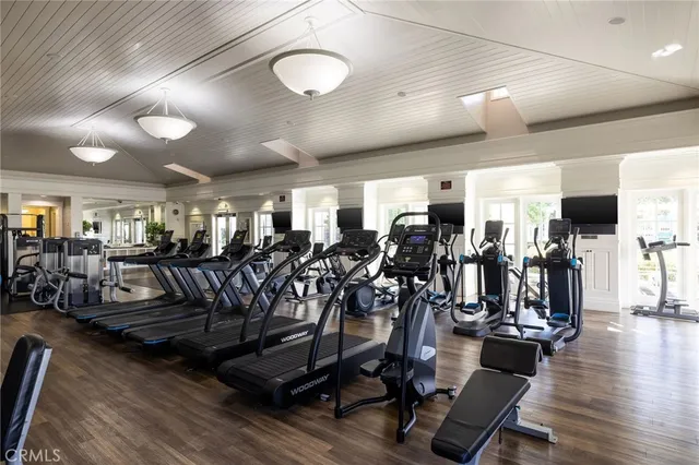 a view of a room with gym equipment