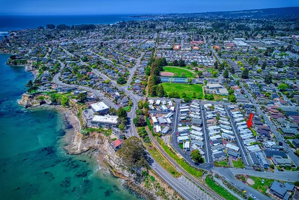 an aerial view of a city
