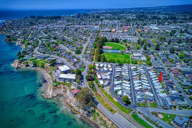 an aerial view of a city