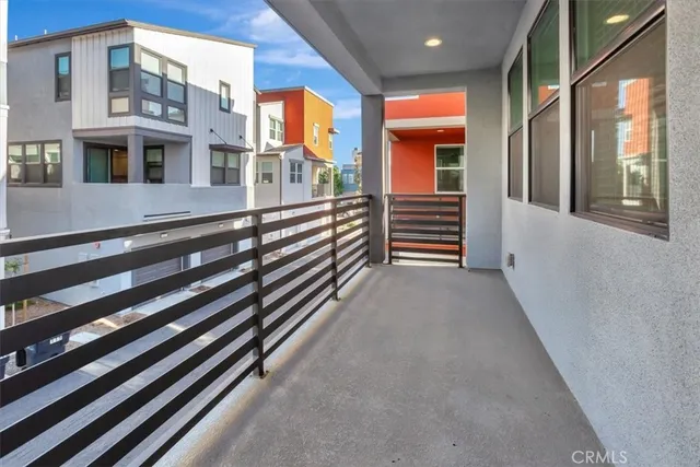 a view of a building from stairs