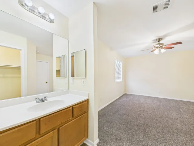 a view of an empty walk in closet