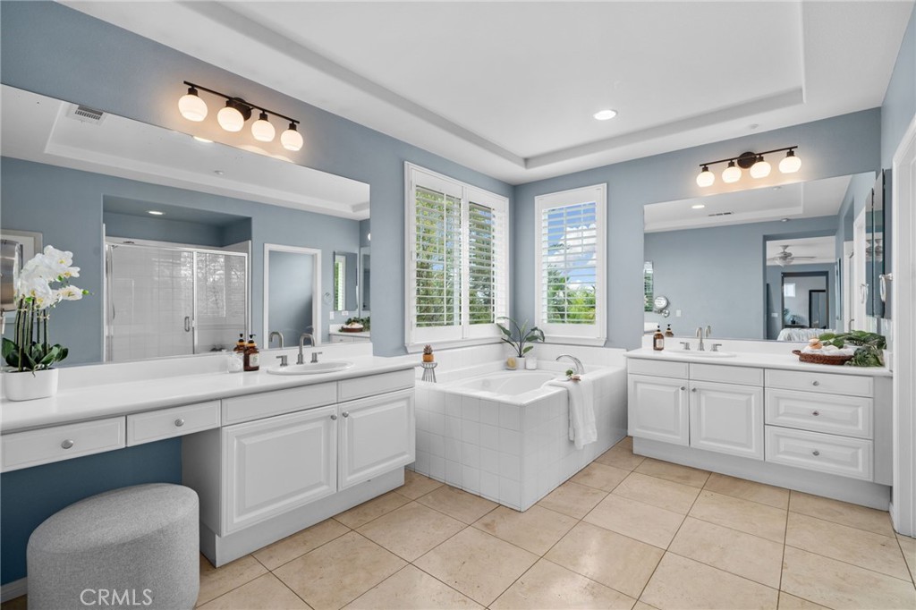 5497 Glen Ridge Court Rancho Cucamonga, CA 91739 - Photo 30 of 70 primary ensuite with dual vanities and jetted tub