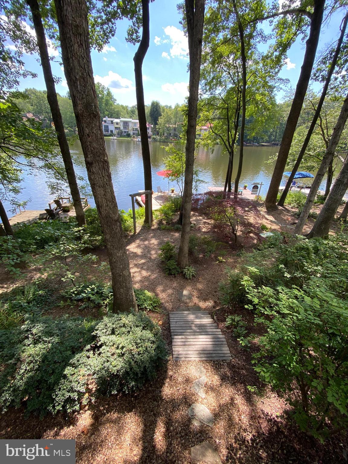 Landscaped yard with mature trees