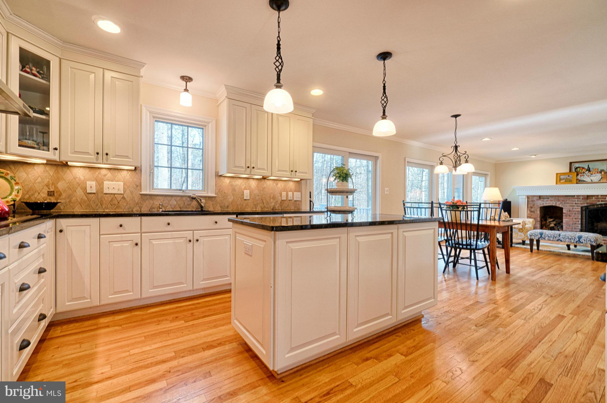 11008 Raccoon Ridge Court Reston, VA 20191 - Photo 12 of 30 a kitchen with stainless steel appliances granite countertop a stove a sink a dining table chairs and view living room with wooden floor