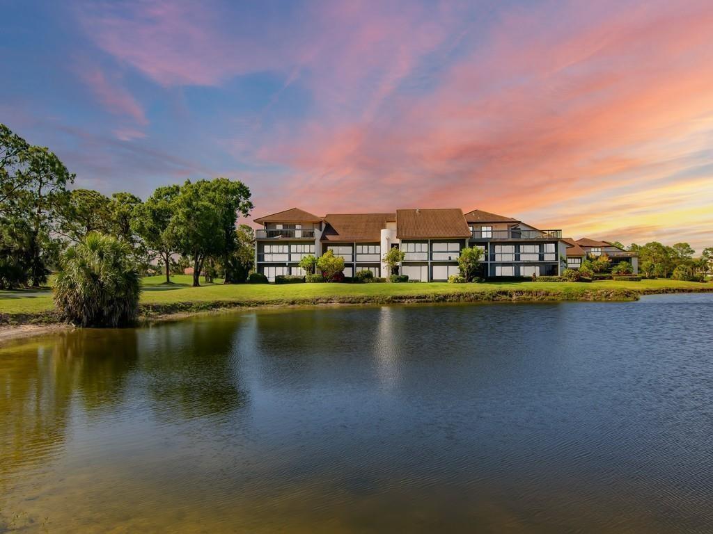 a view of a lake with houses