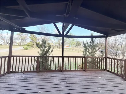 a view of a wooden deck
