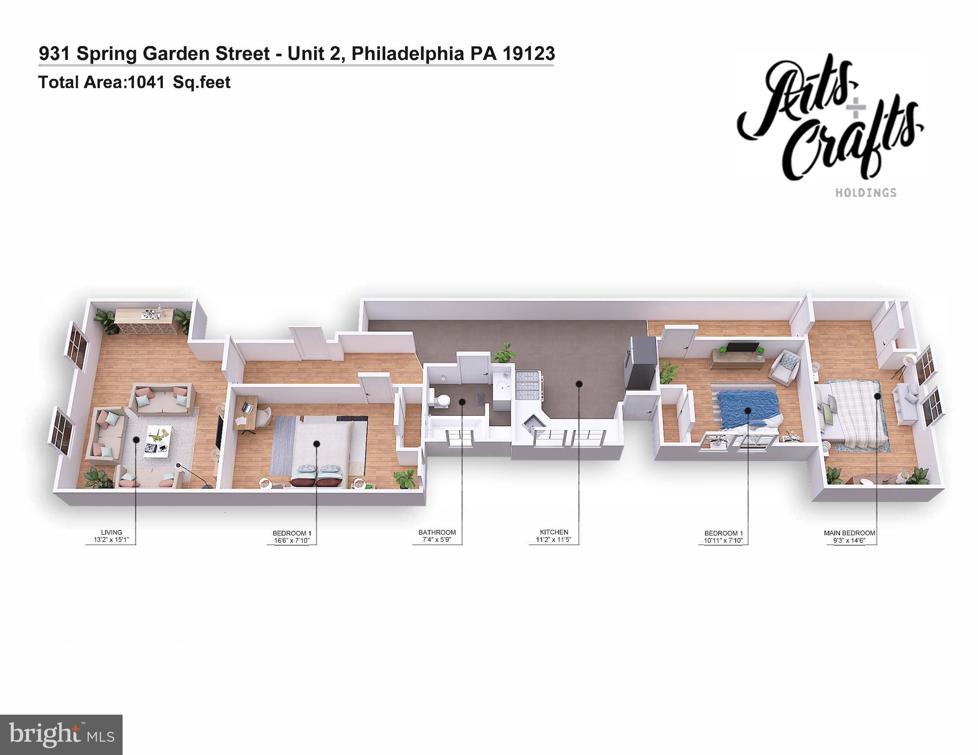 931 Spring Garden Street, Unit 2 Philadelphia, PA 19123 - Photo 18 of 24 a picture of a floor plan