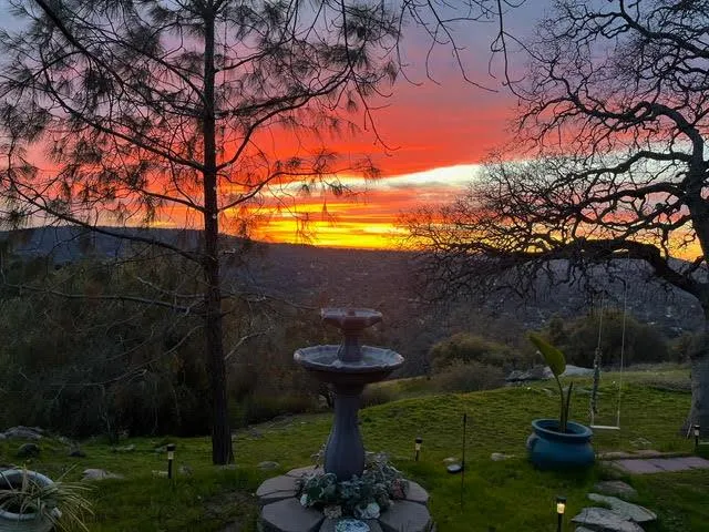 a backyard of a house with lots of green space