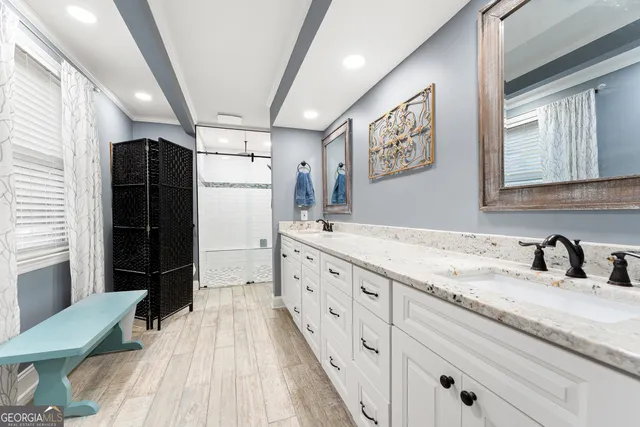 a bathroom with a shower