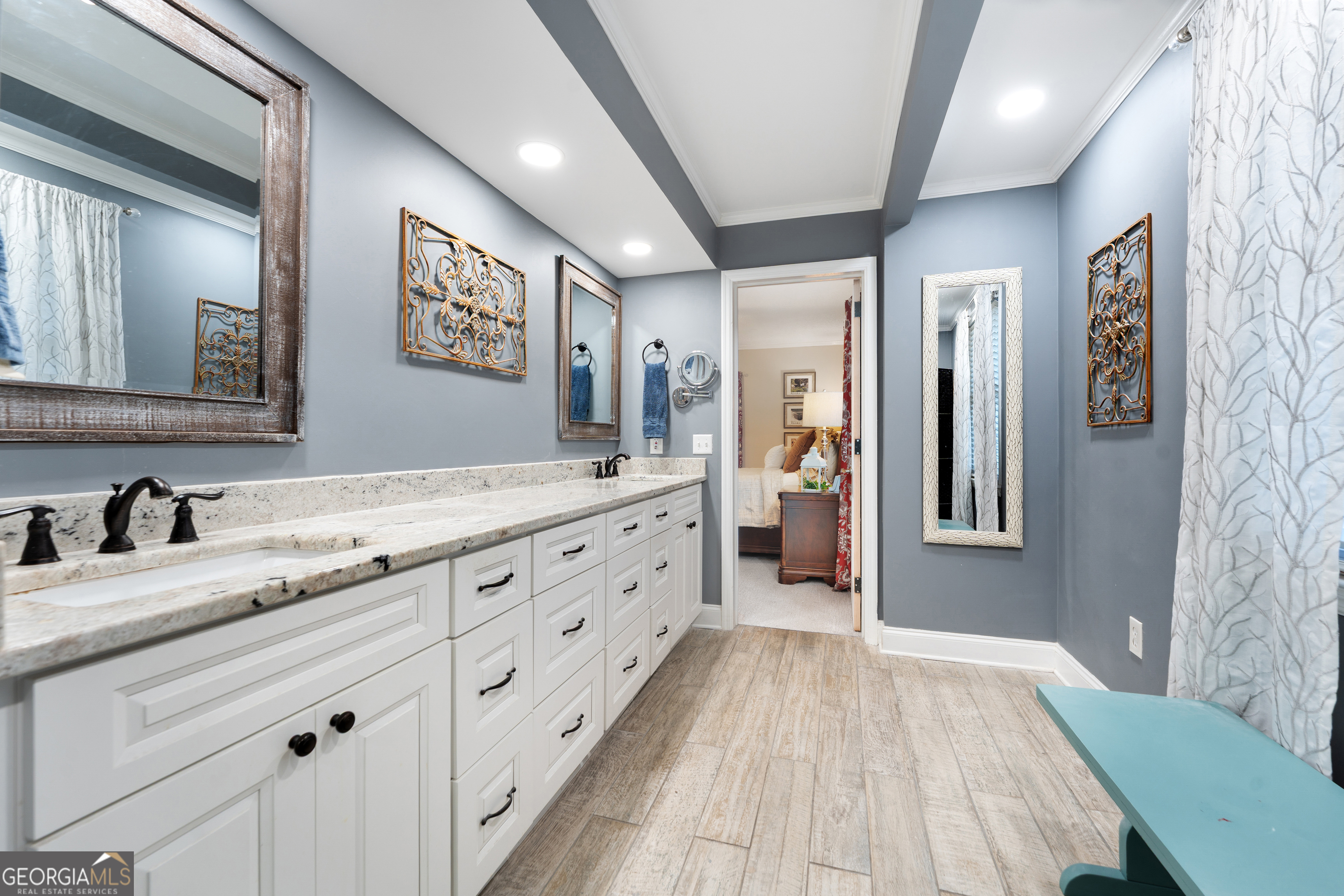 470 Benson Street Hartwell, GA 30643 - Photo 31 of 58 a spacious bathroom with a granite countertop sink mirror and a