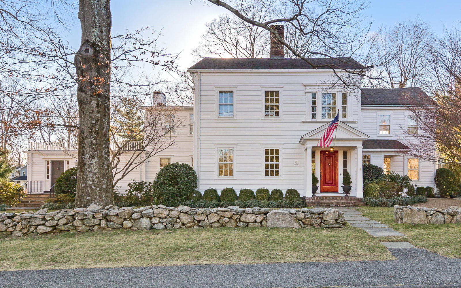 8 Rings End Road Darien, CT 06820 - Photo 1 of 42 a front view of a house with garden
