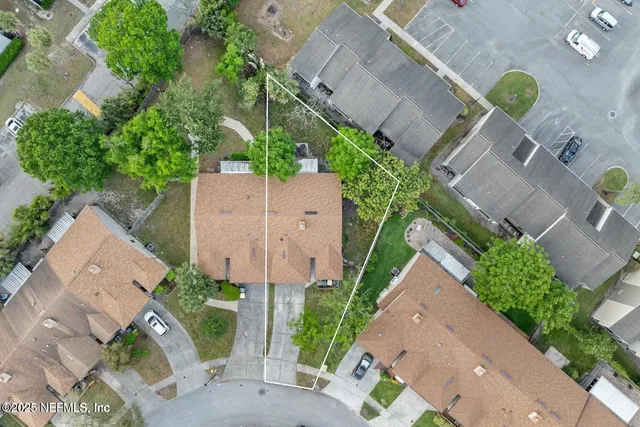 an aerial view of a house