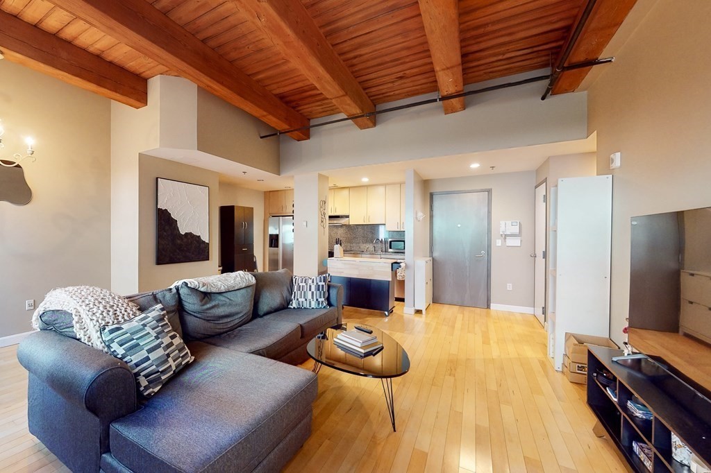 a large bedroom with furniture