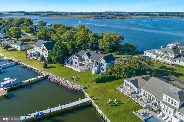 an aerial view of a house with a garden
