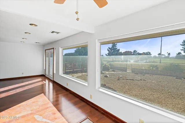 a view of a room and window