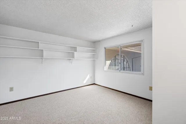 a view of an empty room and closet area