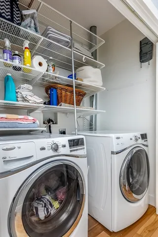 a utility room with dryer and washer