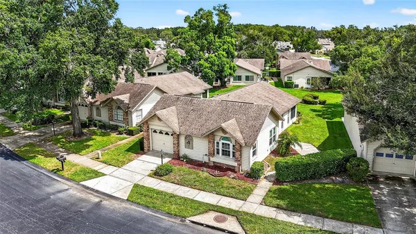 an aerial view of a house