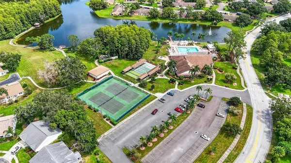 an aerial view of a house