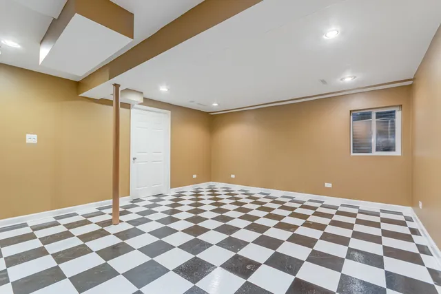 a view of a big room with a checkered floor