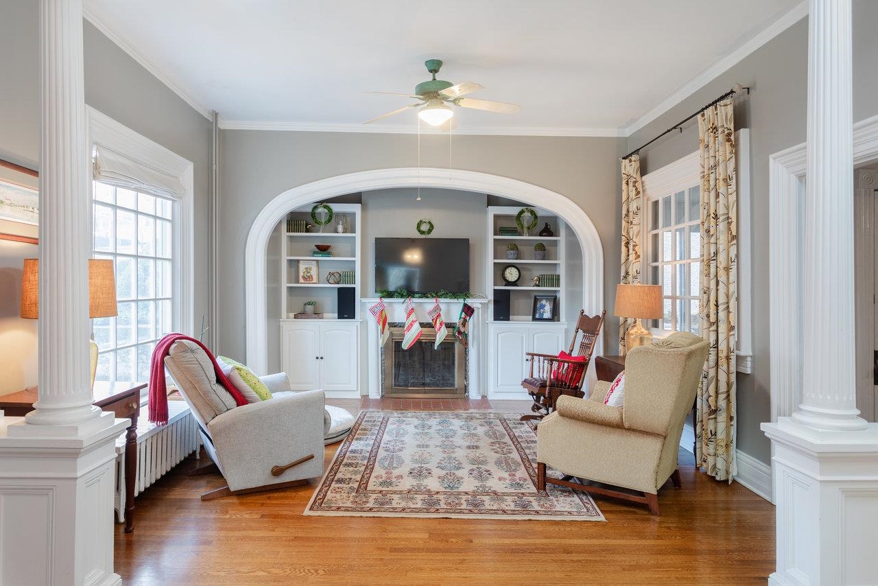 321 Franklin Street Harrisonburg, VA 22801 - Photo 21 of 54 a living room with furniture fireplace and a large window