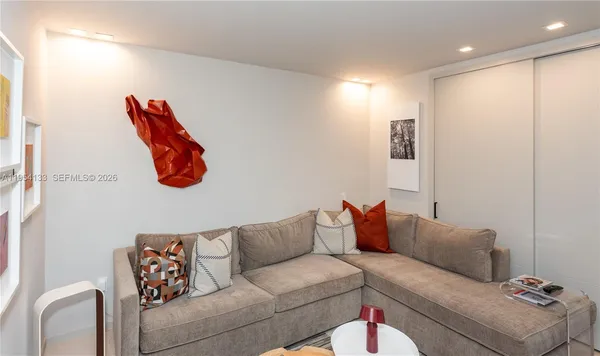 a living room with furniture