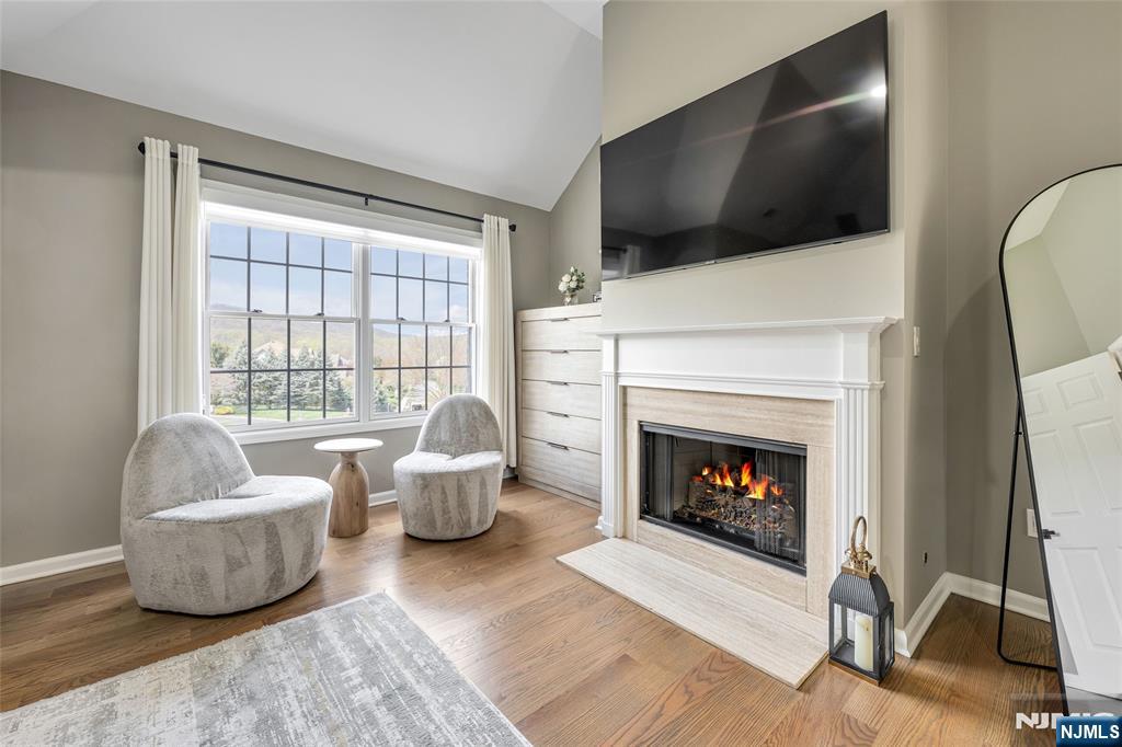 18 Renshaw Drive Montville, NJ 07045 - Photo 23 of 46 a living room with furniture a flat screen tv and a fireplace