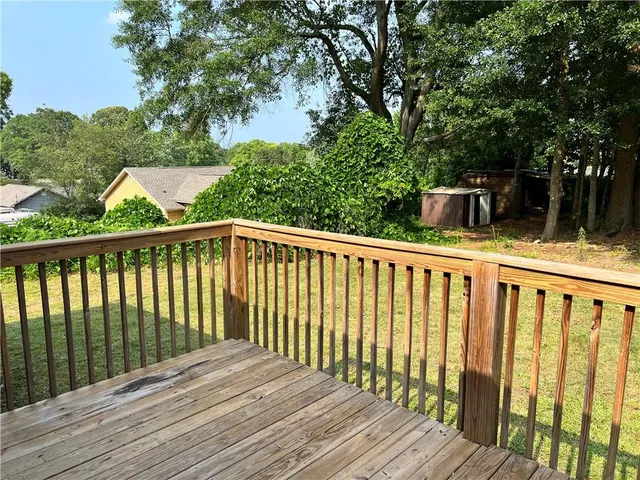 a view of wooden deck