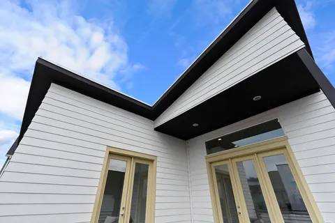 a view of wooden door