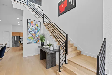 a view of an entryway with stairs