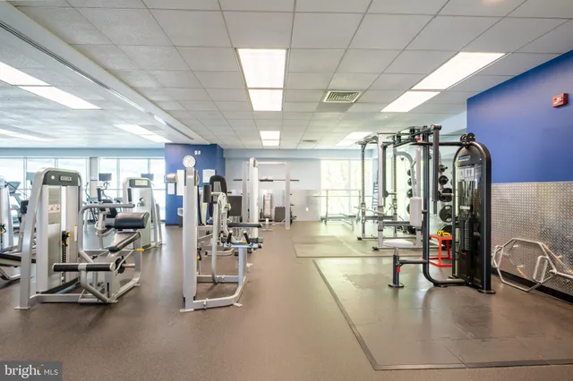 a view of a room with gym equipment