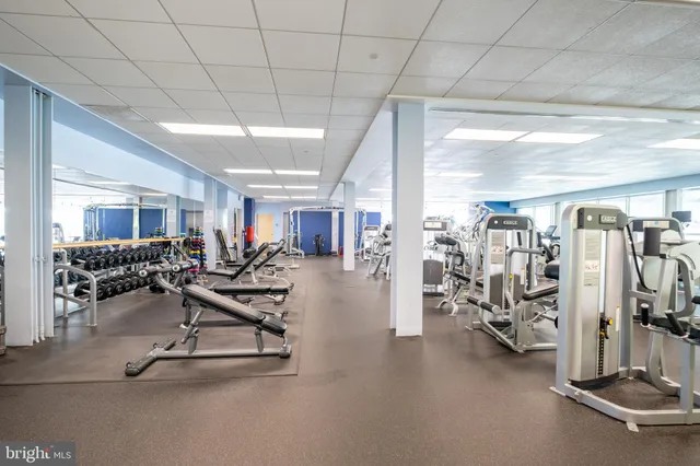 a view of a room with gym equipment