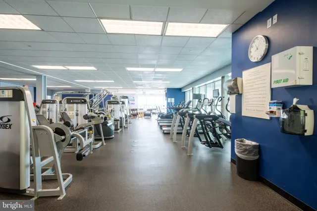 a view of a room with gym equipment