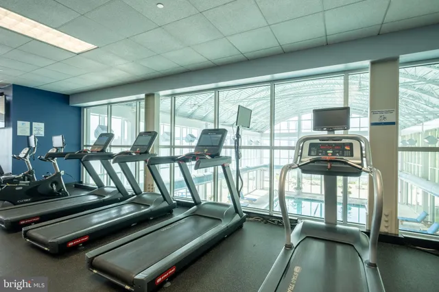 a view of a room with gym equipment