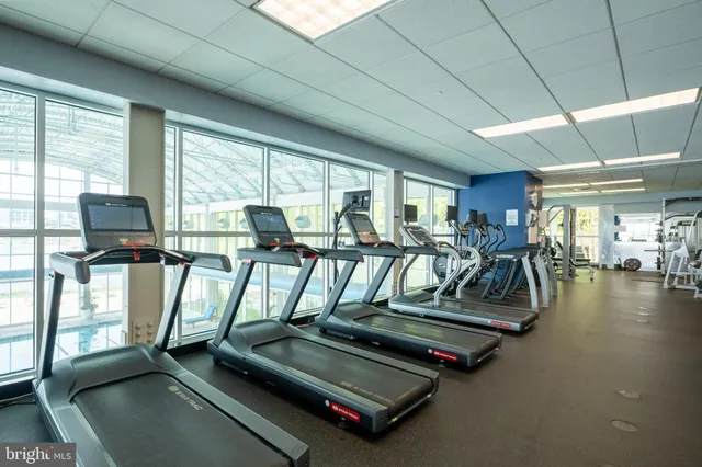 a view of a room with gym equipment