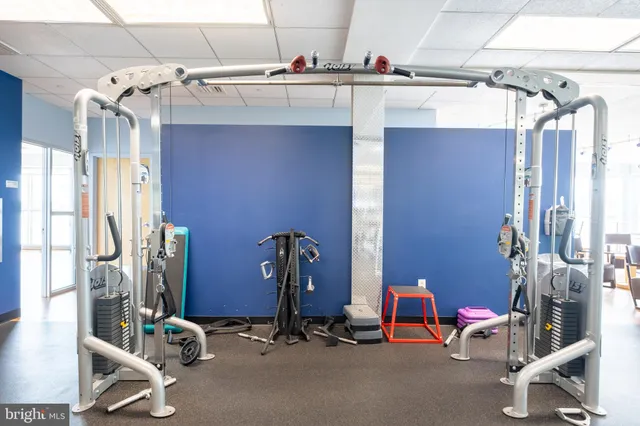 a view of a room with gym equipment
