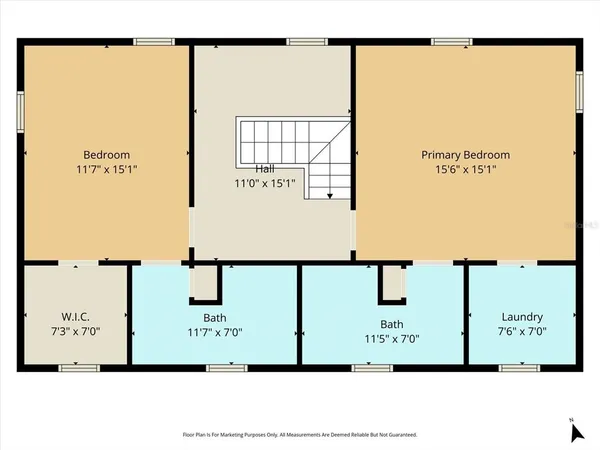 a bench sitting in front of a door