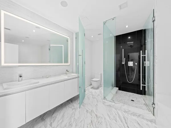 a bathroom with a bathtub