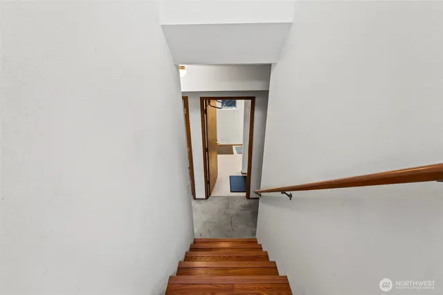 a view of an entryway with a shower