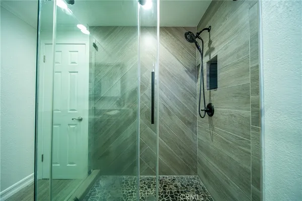 a bathroom with a shower