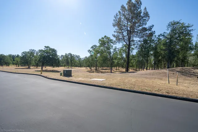 a view of a road with a yard