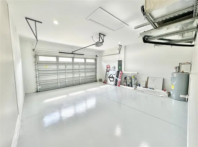 a view of a garage with furniture