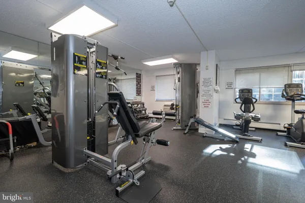 a view of a room with gym equipment