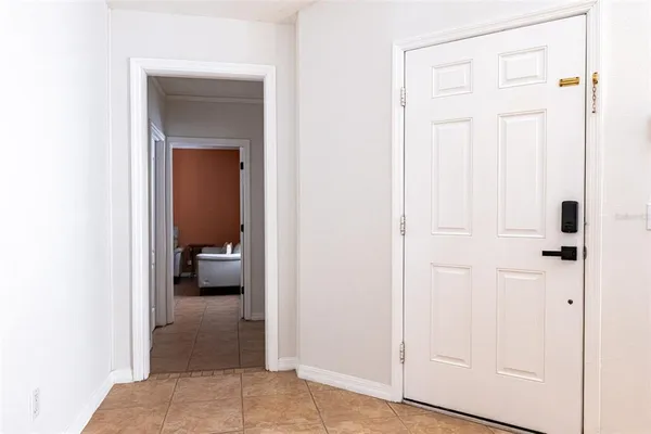 a view of a bedroom from hallway