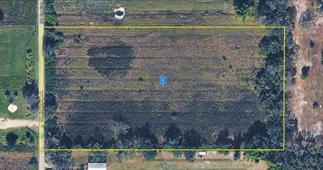 a aerial view of a house with a yard