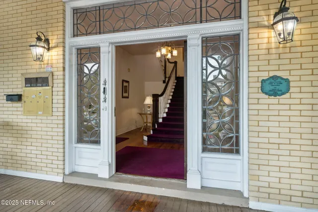 a view of a entryway door front of house