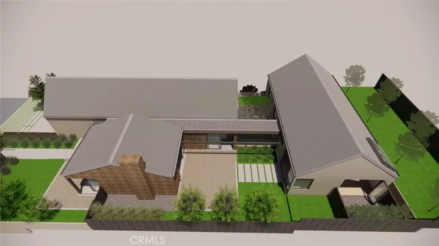 an aerial view of a house