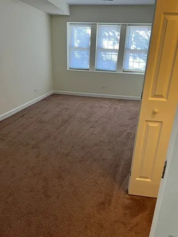an empty room with a door