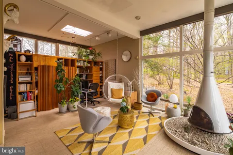 a view of a house with a large tree in the yard